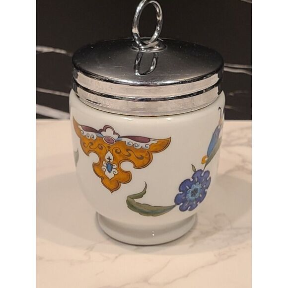 Royal Worcester England 'KING SIZE' Egg Coddler Palmyra Floral Design 4" EUC - Picture 1 of 9